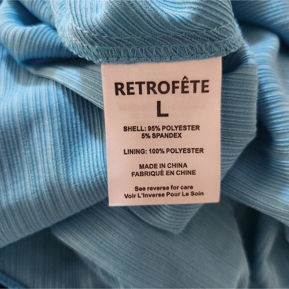 Retrofete Tova Dress in Aqua Blue Size Large NWT Metallic Sleeveless V Neck - Picture 13 of 14